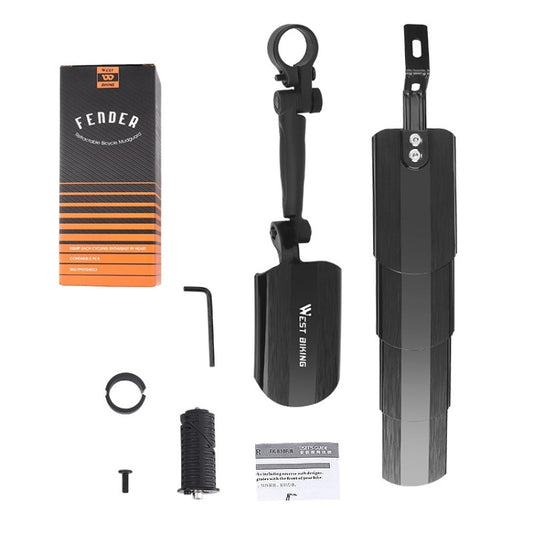 WEST BIKING Mountain Bike Retractable Folding Mudguards(Black) by buy2fix