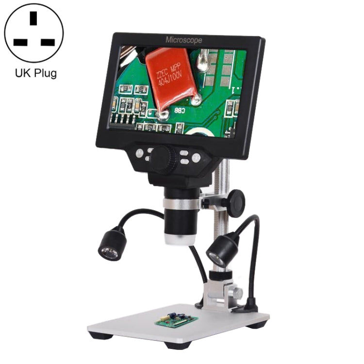 G1200D 7 Inch LCD Screen 1200X Portable Electronic Digital Desktop Stand Microscope(UK Plug Without Battery) - Consumer Electronics by buy2fix | Online Shopping UK | buy2fix