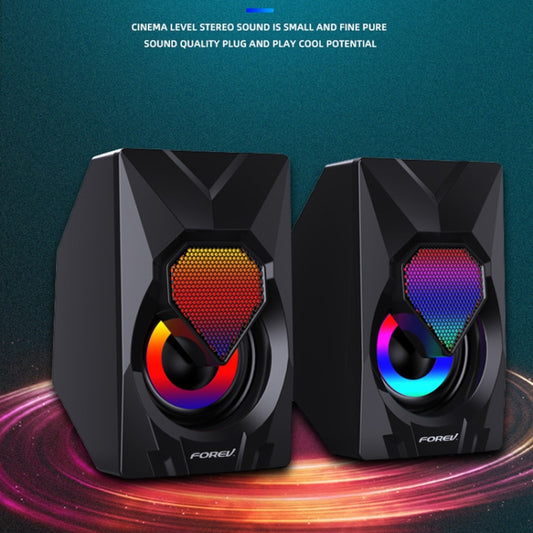 FOREV FV-209 One Pair Digital Mini Speakers Multimedia Colorful Lights Subwoofer Small Speaker by FOREV