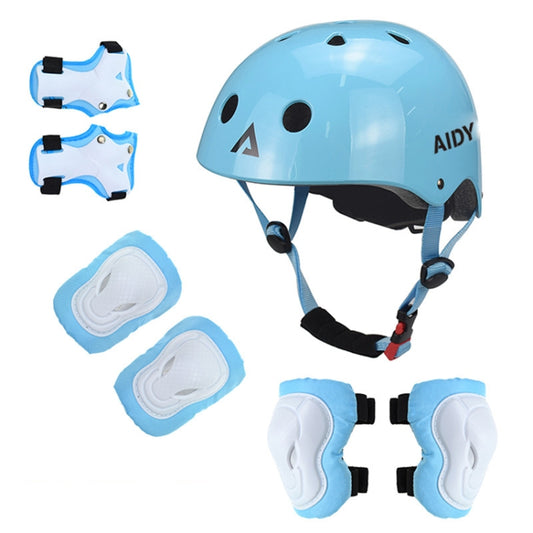 AIDY 7 In 1 Children Roller Skating Sports Protective Gear Set(Bright Blue) - Protective Helmet & Masks by buy2fix | Online Shopping UK | buy2fix