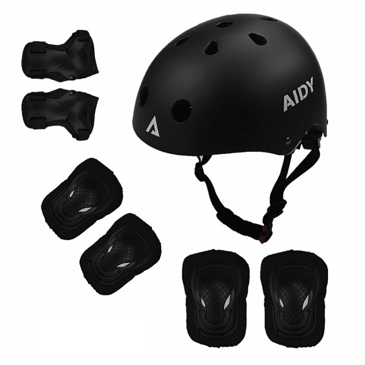 AIDY 7 In 1 Children Roller Skating Sports Protective Gear Set(Dumb Black) - Protective Helmet & Masks by buy2fix | Online Shopping UK | buy2fix