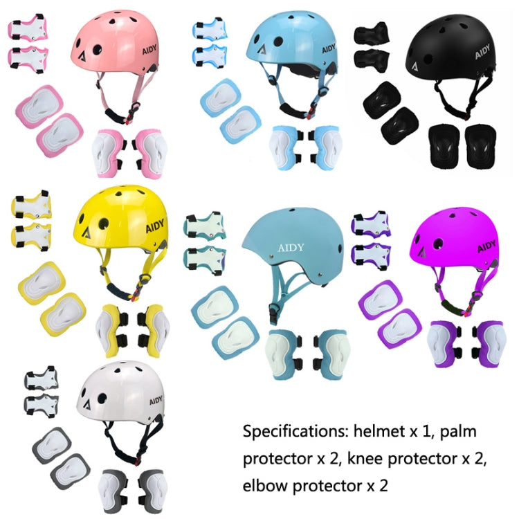 AIDY 7 In 1 Children Roller Skating Sports Protective Gear Set(Dumb Purple) - Protective Helmet & Masks by buy2fix | Online Shopping UK | buy2fix