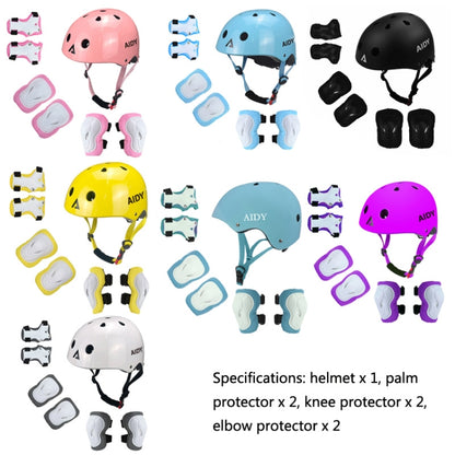 AIDY 7 In 1 Children Roller Skating Sports Protective Gear Set(Dumb Black) - Protective Helmet & Masks by buy2fix | Online Shopping UK | buy2fix