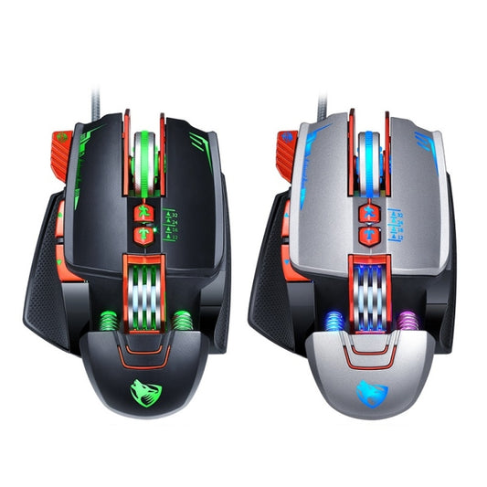 T-WOLF V9 8 Keys 3200 DPI Gaming Macro Definition Mechanical Wired Mouse(Silver) by T-WOLF