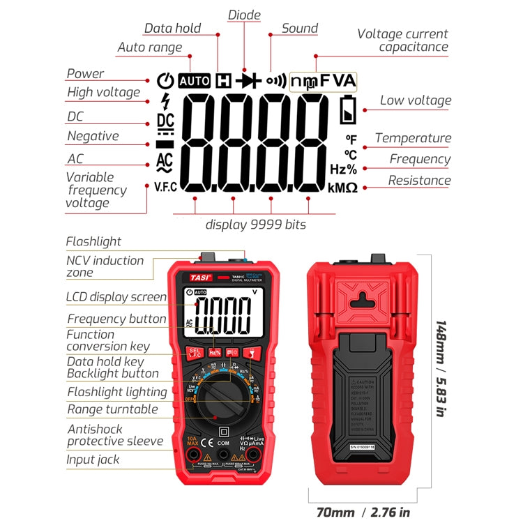 TASI Automatic Digital Multimeter(TA801C) - Consumer Electronics by TASI | Online Shopping UK | buy2fix