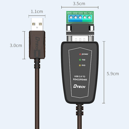 DTECH DT-5019 USB to RS485 / RS422 Conversion Cable, FT232 Chip, Length: 1.5m - RS485 / RS232 Series by DTECH | Online Shopping UK | buy2fix