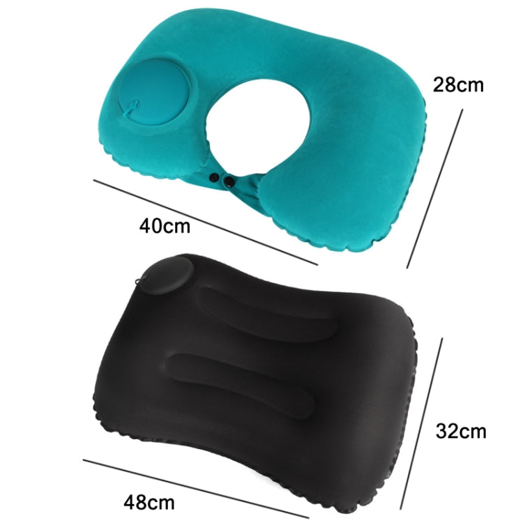 Travel Inflatable Press U-Shaped Neck Guard Pillow, Colour: Flocked U009-01（Peacock Green) - Home & Garden by buy2fix | Online Shopping UK | buy2fix