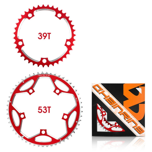 WEST BIKING 2-Piece 53t-39t Road Bike Aluminum Alloy Gear(Red) by WEST BIKING