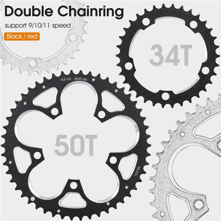 WEST BIKING 34T-50T Road Bike Racing Folding Chainwheel(Red) - Outdoor & Sports by WEST BIKING | Online Shopping UK | buy2fix