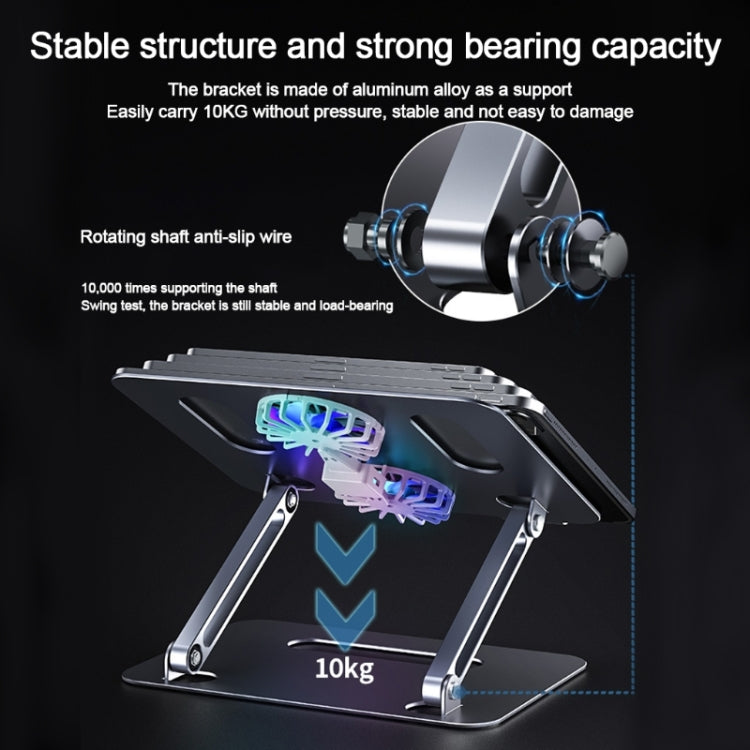 BONERUY P43F Aluminum Alloy Folding Computer Stand Notebook Cooling Stand, Colour: Gray with Type-C Cable - Computer & Networking by BONERUY | Online Shopping UK | buy2fix