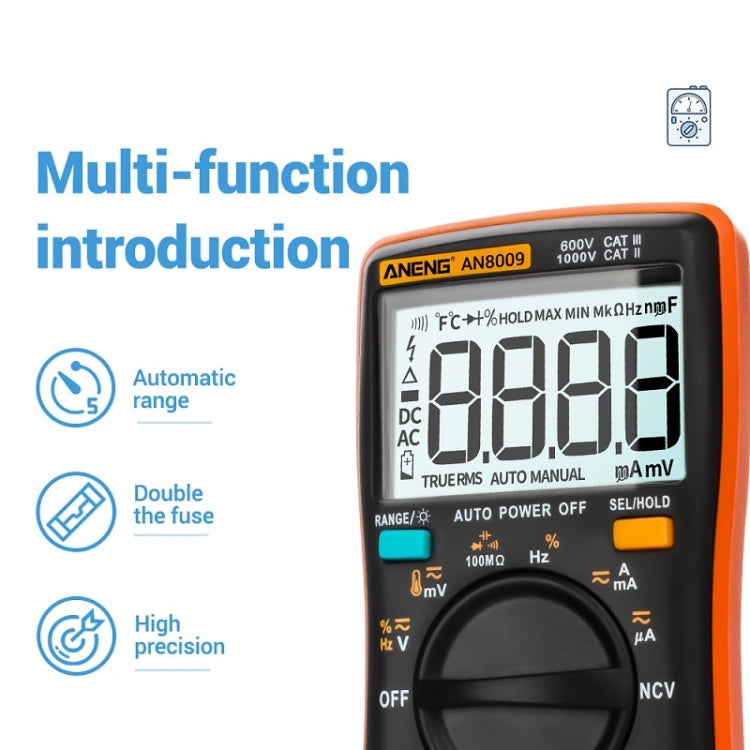 ANENG AN8009 NVC Digital Display Multimeter, Specification: Standard(Black) - Consumer Electronics by ANENG | Online Shopping UK | buy2fix