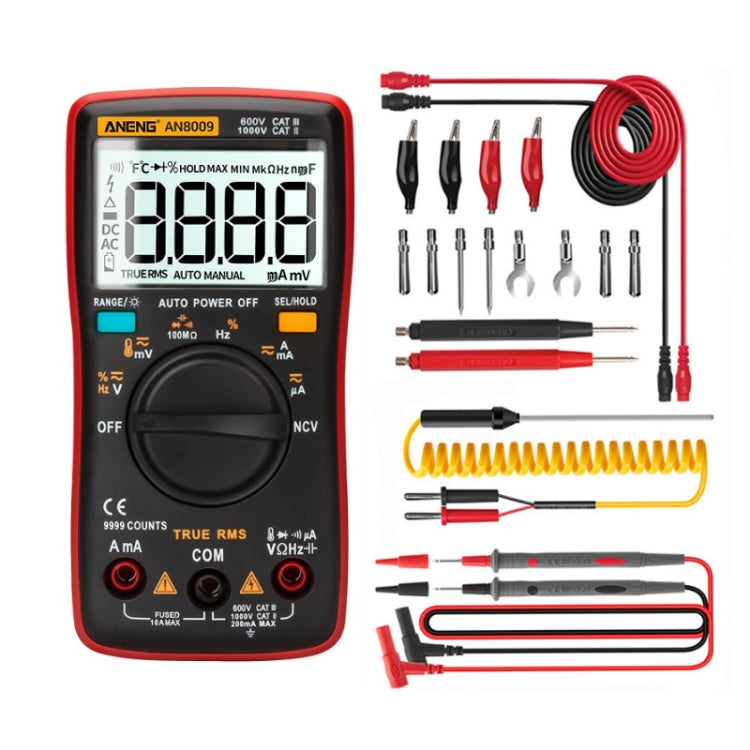 ANENG AN8009 NVC Digital Display Multimeter, Specification: Standard with Cable(Red) - Current & Voltage Tester by ANENG | Online Shopping UK | buy2fix