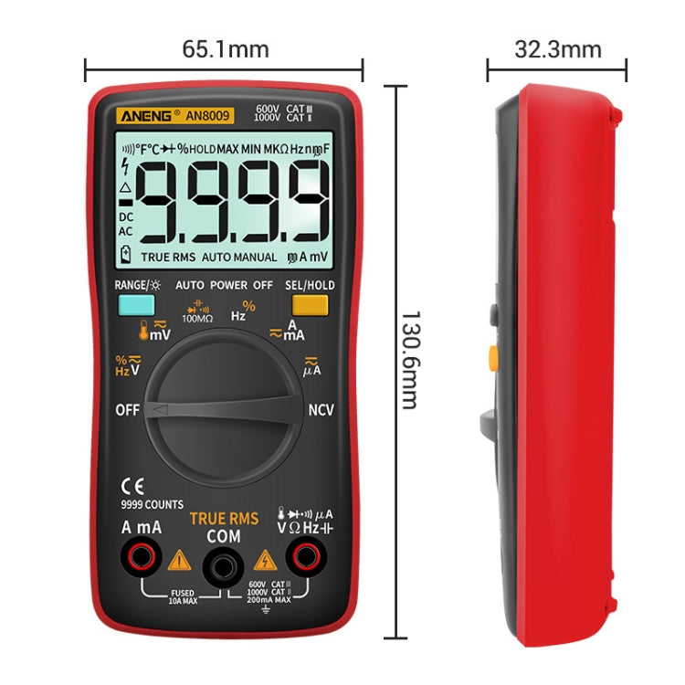 ANENG AN8009 NVC Digital Display Multimeter, Specification: Standard with Cable(Orange) - Consumer Electronics by ANENG | Online Shopping UK | buy2fix