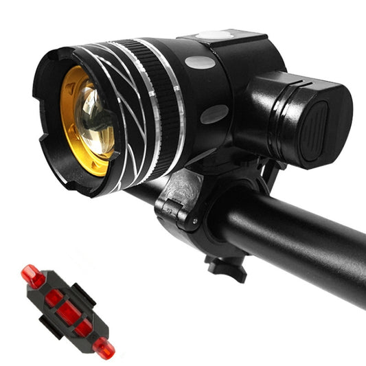 7602 LED USB Charging Telescopic Zoom Bicycle Front Light, Specification: Headlight + 928 Taillight - Headlights by buy2fix | Online Shopping UK | buy2fix