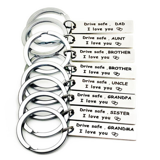 10 PCS C1010 Drive Safe Stainless Steel Tag Keychain 10x40mm(Aunt) by buy2fix