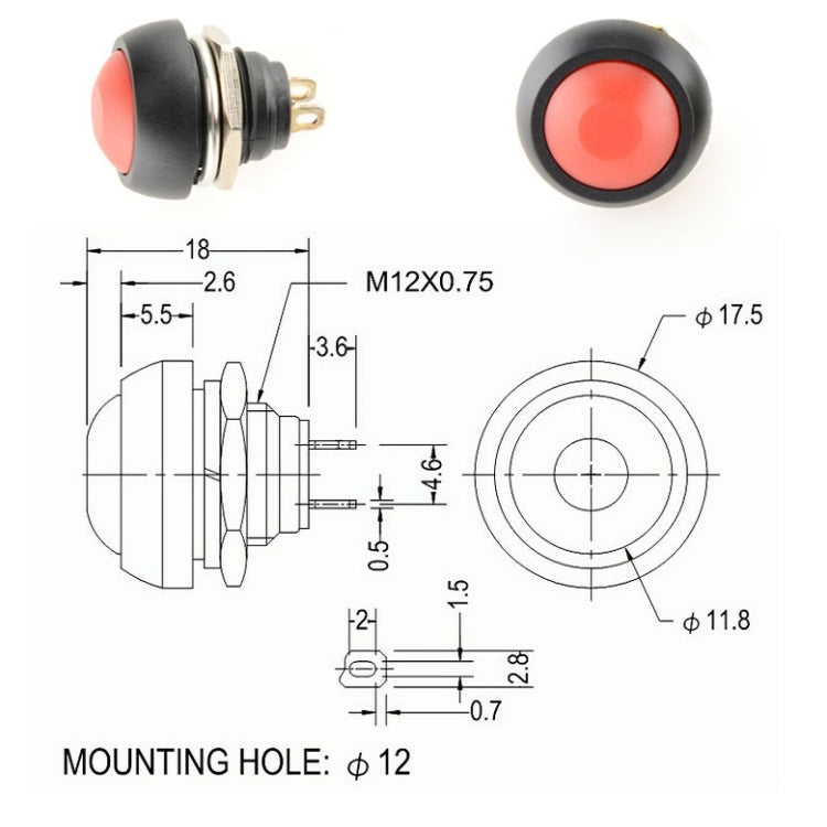 10 PCS Small Waterproof Self-Reset Button Switch(Red) - Consumer Electronics by buy2fix | Online Shopping UK | buy2fix