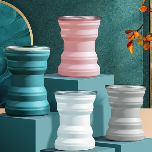 AK1313 320ml Portable Silicone Folding Water Cup With Lid(Blue) by buy2fix