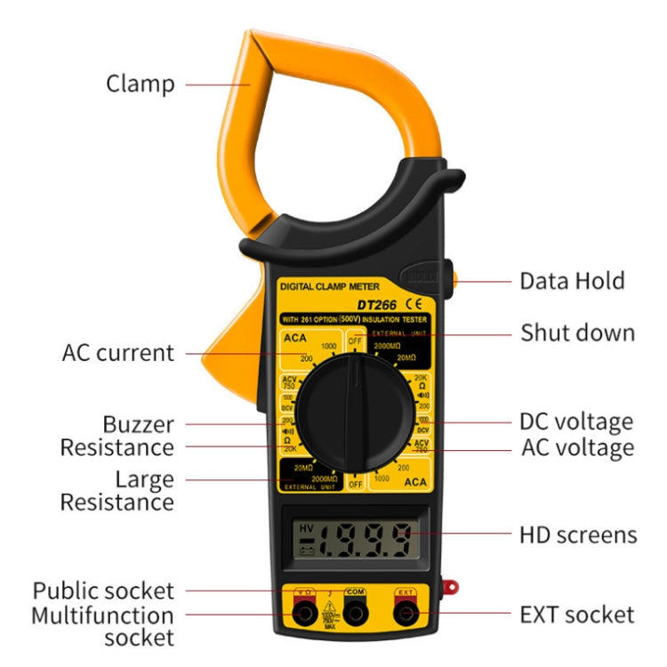 ANENG DT266  Automatic High-Precision Clamp Multimeter with Buzzer(Red) - Consumer Electronics by ANENG | Online Shopping UK | buy2fix