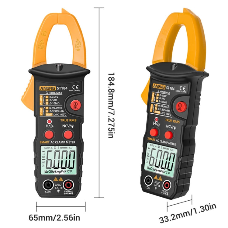 ANENG ST184 Automatically Identify Clamp-On Smart Digital Multimeter(Red) - Consumer Electronics by ANENG | Online Shopping UK | buy2fix