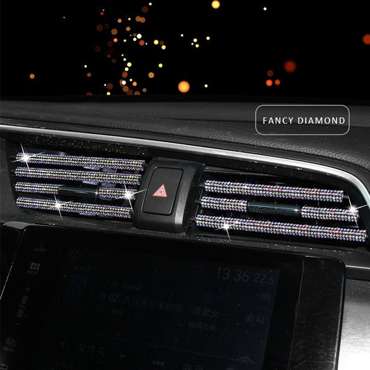 5 PCS Car Outlet Diamond Decorative Strip Air Conditioning Port U-Shaped Clip Strip(AB Colorful) by buy2fix