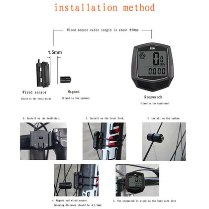 SUNDING SD-581 Bicycle Wired Code Meter Speedometer Odometer(English Display) - Speedometers by SUNDING | Online Shopping UK | buy2fix