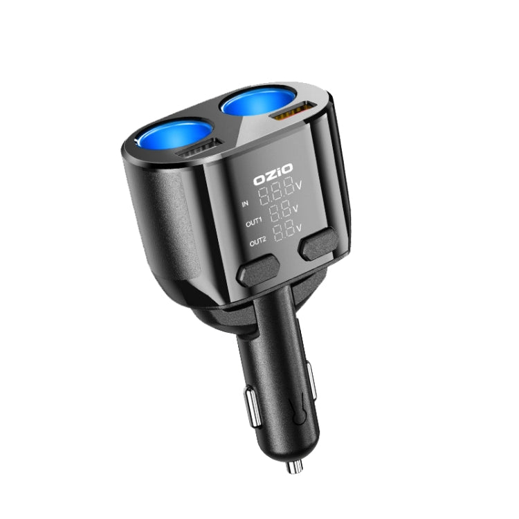 Ozio Car Charger Cigarette Lighter Conversion Plug USB Fast Flashing Charger, Model: CL48Q Black - In Car by buy2fix | Online Shopping UK | buy2fix