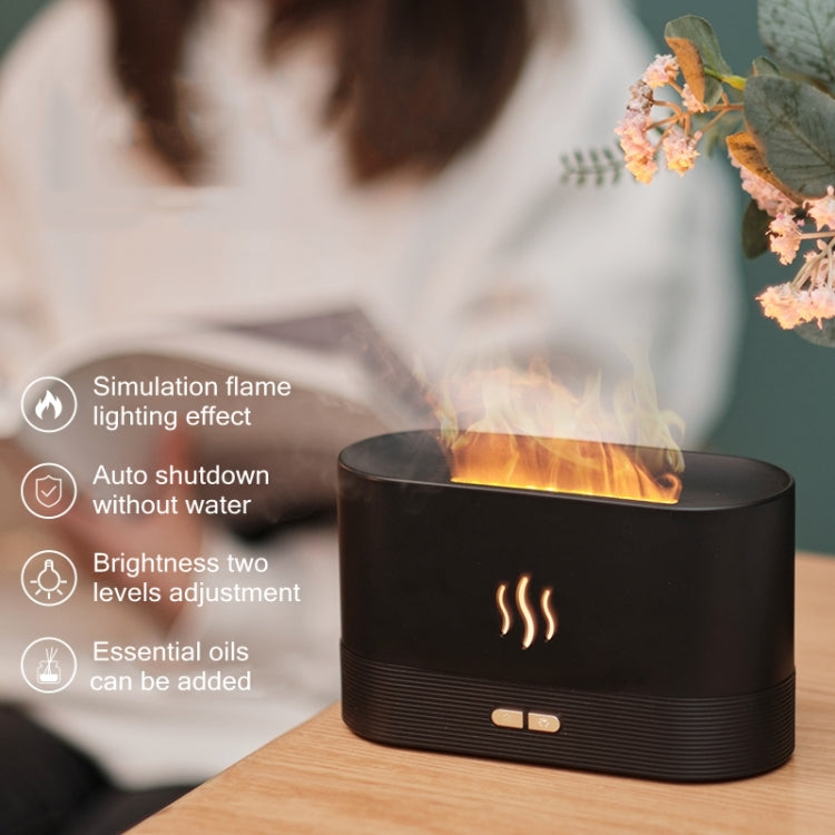 Flame Aroma Diffuser Night Light Humidifier(Black) - Home & Garden by buy2fix | Online Shopping UK | buy2fix