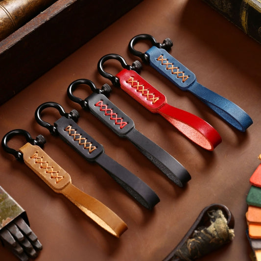 A001 Car Keychain Leather Long Key Rope(Crazy Horse Black) by buy2fix