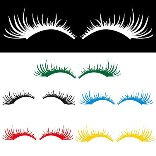 1pair Car Big Lamp Eyebrow Sticker Sexy Eye Eyelash Car Sticker(Black) by buy2fix