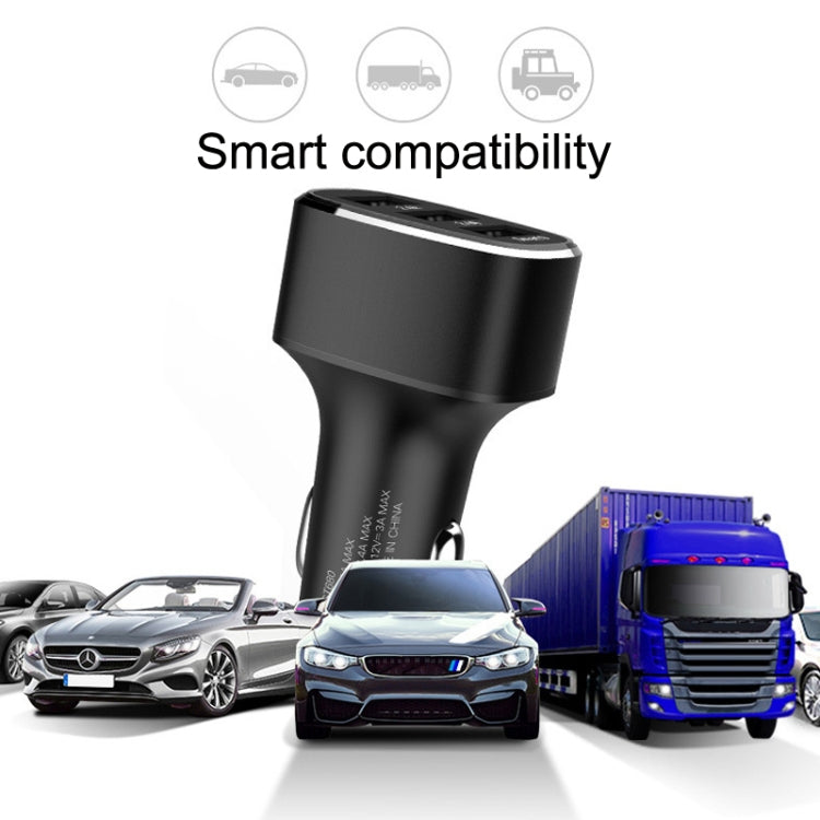 QIAKEY GT690C Dual USB + USB-C / Type-C Aluminum Alloy Three-Hole Car Charger(Gray) - In Car by QIAKEY | Online Shopping UK | buy2fix