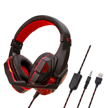 Soyto SY830 Computer Games Luminous Wired Headset, Color: For PS4 (Black Red) - Multimedia Headset by Soyto | Online Shopping UK | buy2fix