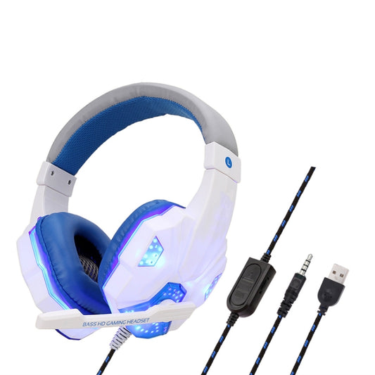 Soyto SY830 Computer Games Luminous Wired Headset, Color: For PS4 (White Blue) - Multimedia Headset by Soyto | Online Shopping UK | buy2fix
