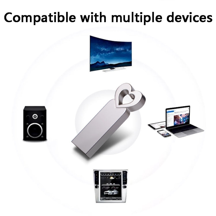 Zshqu2 Heart-Shaped USB 2.0 High Speed Metal USB Flash Drives, Capacity: 4GB(White) - USB Flash Drives by buy2fix | Online Shopping UK | buy2fix