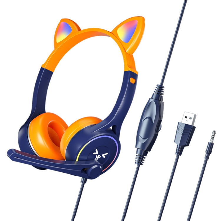 Soyto SY-G30 Cat Ear Computer Headset, Style: Lighting Version (Blue Orange) - Multimedia Headset by Soyto | Online Shopping UK | buy2fix