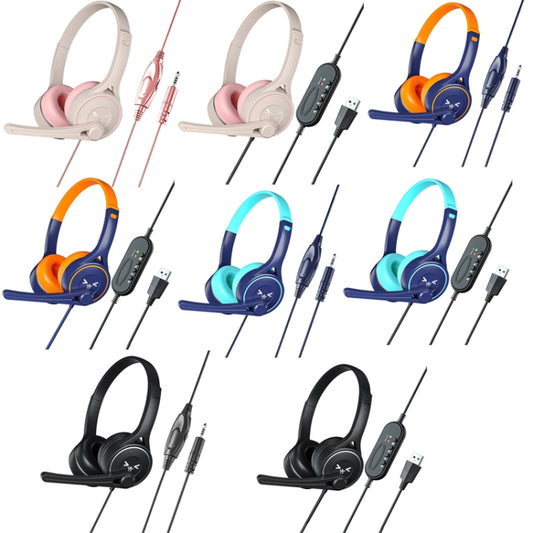 Soyto SY-G30 Online Class Computer Headset, Plug: 3.5mm (Blue Orange) by Soyto