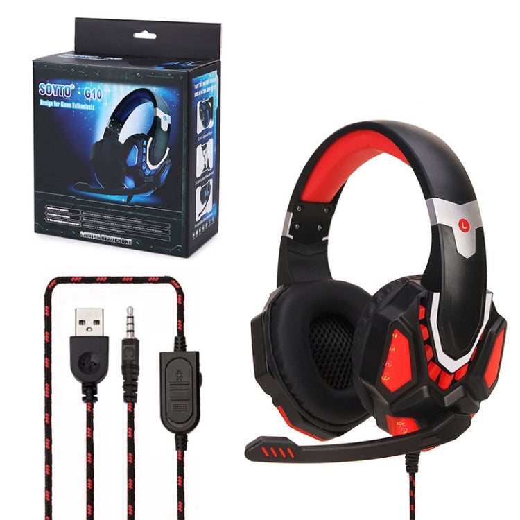 Soyto G10 Gaming Computer Headset For PC (Black Red) - Multimedia Headset by Soyto | Online Shopping UK | buy2fix