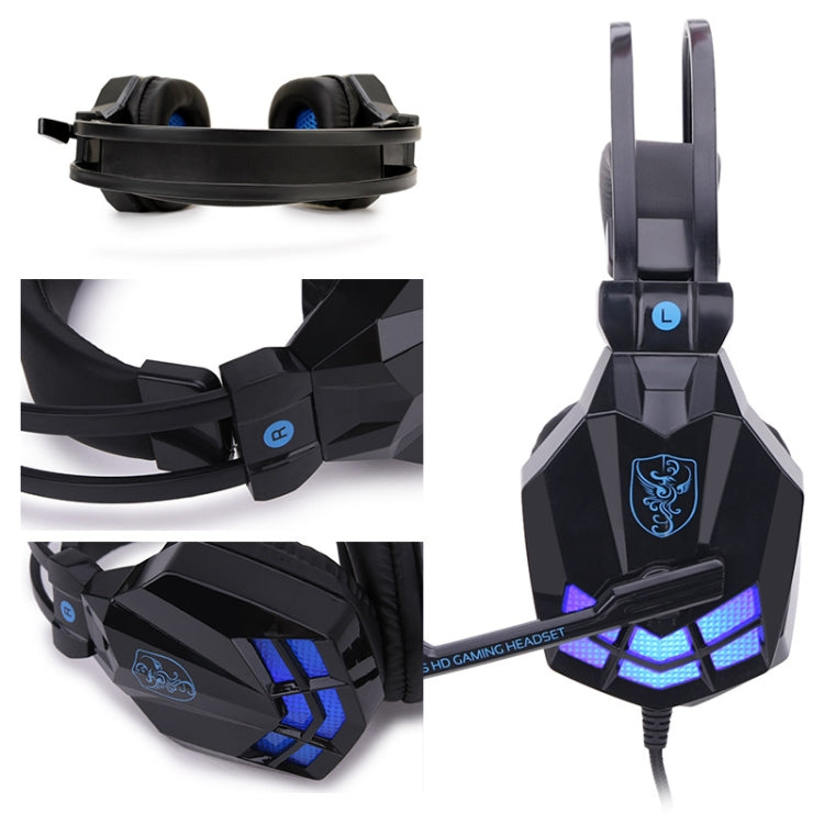 Soyto SY850MV Luminous Gaming Computer Headset For USB (White Blue) - Multimedia Headset by Soyto | Online Shopping UK | buy2fix