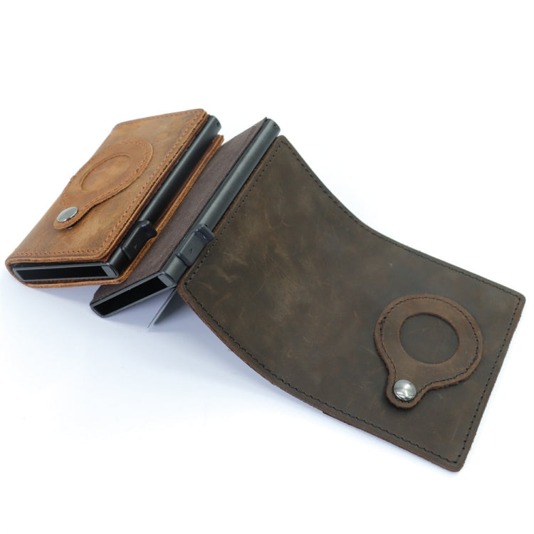 Anti-Theft Positioning Wallet Men Card Holder Mini Wallets For Airtag(Cowhide Brown) - Home & Garden by buy2fix | Online Shopping UK | buy2fix