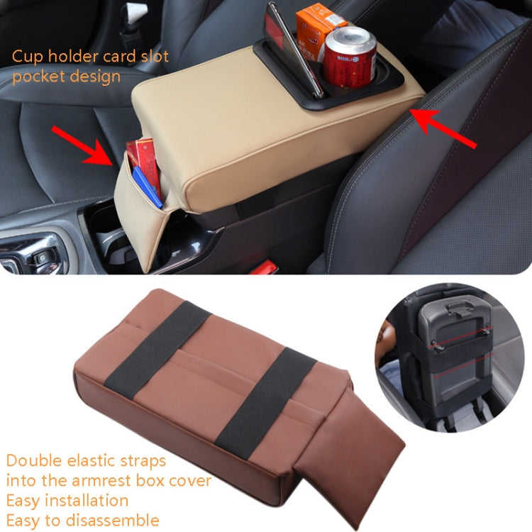 Car Armrest Box Increased Support With Rear Seat Water Cup Holder(Brown) - In Car by buy2fix | Online Shopping UK | buy2fix