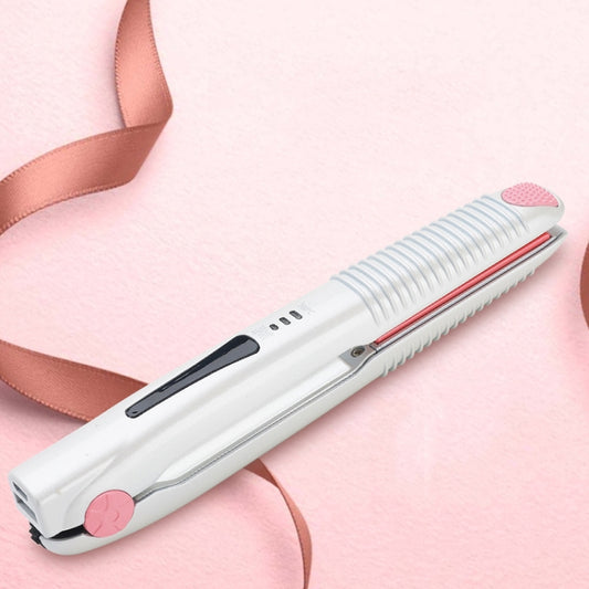 2 In 1 Electric Splint Hair Curling Wireless Hair Straightener(Pearl White) - Hair Curler by buy2fix | Online Shopping UK | buy2fix