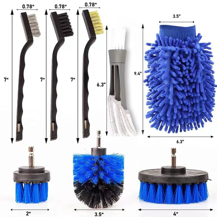 18 PCS / Set Electric Drill Cleaning Brush Water-Proof Gloves - In Car by buy2fix | Online Shopping UK | buy2fix