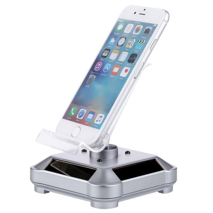 Solar Turntable Mobile Phone Stand Display Stand With Coloful Light(Silver) - Desktop Holder by buy2fix | Online Shopping UK | buy2fix