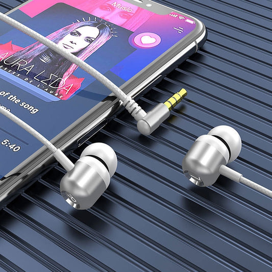 2 PCS TS6000 3.5mm Metal Elbow In-Ear Wired Control Earphone with Mic(White) by buy2fix