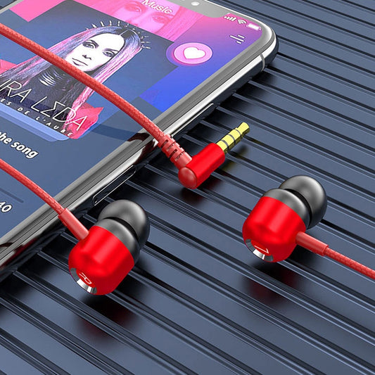 2 PCS TS6000 3.5mm Metal Elbow In-Ear Wired Control Earphone with Mic(Red) by buy2fix