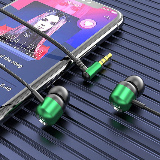 2 PCS TS6000 3.5mm Metal Elbow In-Ear Wired Control Earphone with Mic(Green) by buy2fix