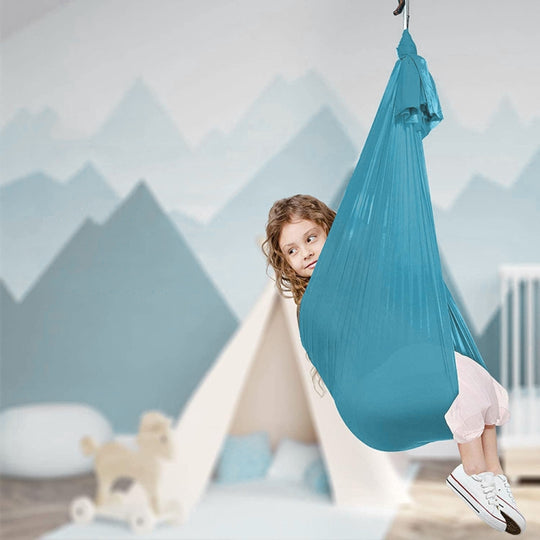 Kids Elastic Hammock Indoor Outdoor Swing, Size: 1x2.8m (Sky Blue)
