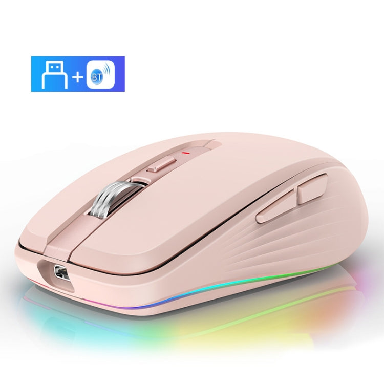 Fmouse M303 2400DPI Bluetooth&2.4G Dual Modes Rechargeable RGB Mouse(Pink) - Wireless Mice by Fmouse | Online Shopping UK | buy2fix