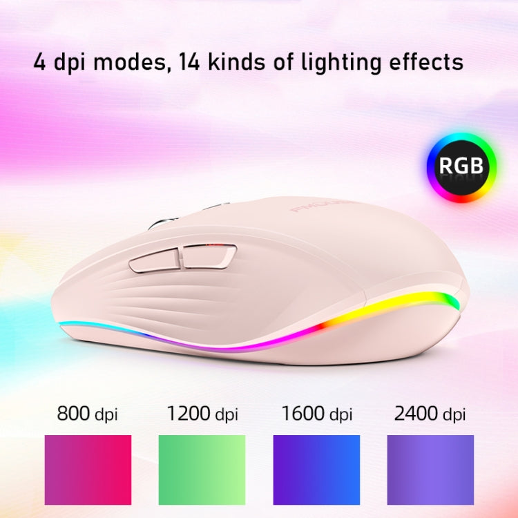 Fmouse M303 2400DPI Bluetooth&2.4G Dual Modes Rechargeable RGB Mouse(White) - Wireless Mice by Fmouse | Online Shopping UK | buy2fix