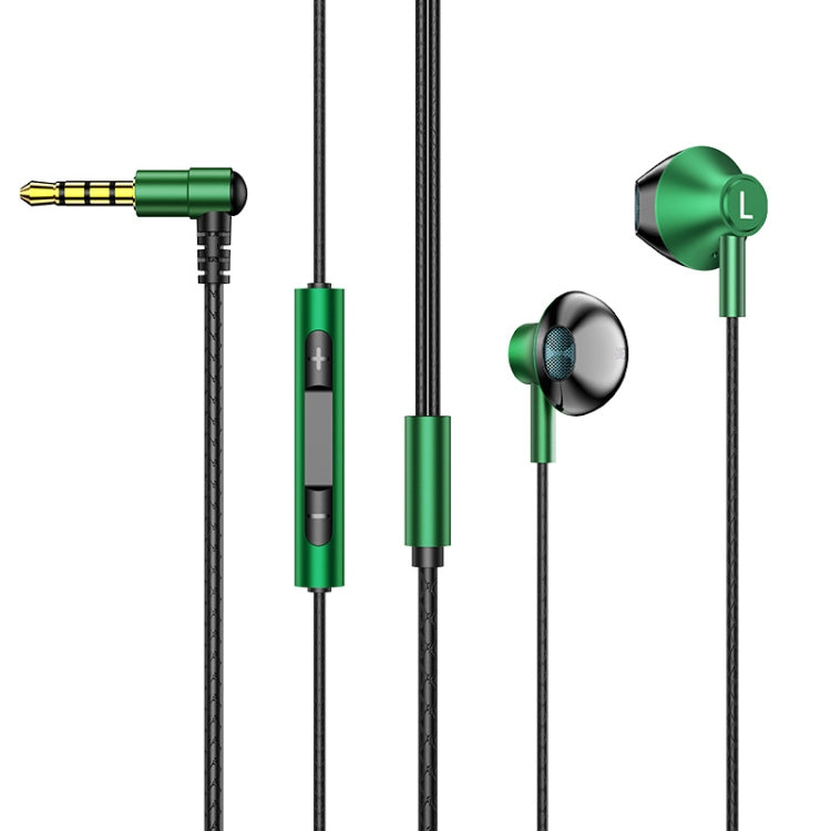TS6800 3.5mm Metal Elbow Noise Cancelling Wired Game Earphone(Green) - Normal Style Earphone by buy2fix | Online Shopping UK | buy2fix
