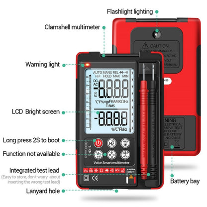 ANENG Automatic Intelligent High Precision Digital Multimeter, Specification: Q60s Voice Control(Red) - Consumer Electronics by ANENG | Online Shopping UK | buy2fix